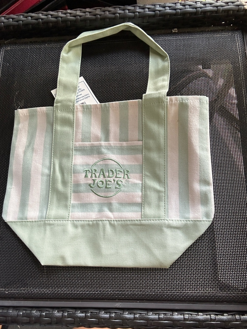 Trader Joe’s Mint Green Stripe Canvas mini Tote